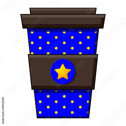 Vector illustration of a cardboard coffee cup from a coffee shop.