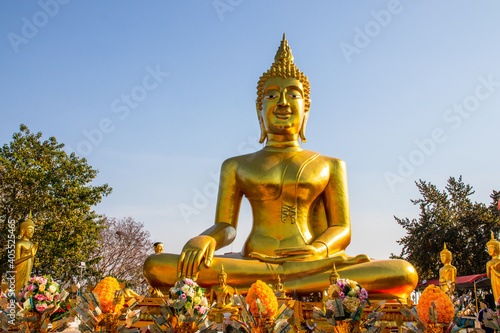 Golden big Buddha in Thailand Southeast Asia