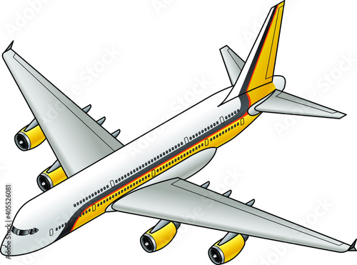 A new long haul high capacity double decker jet. In yellow and black livery.
