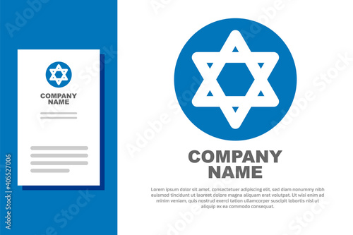 Blue Star of David icon isolated on white background. Jewish religion symbol. Symbol of Israel. Logo design template element. Vector.