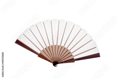 Hand fan isolated on white, top view