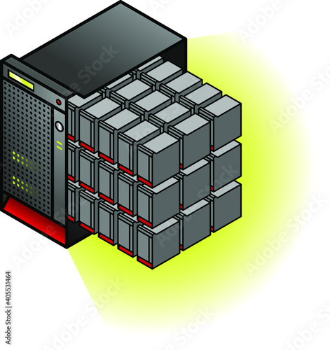 Server virtualization concept - horizontal configuration.
