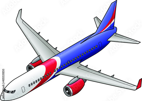 A popular short to medium haul jet with red and blue livery.