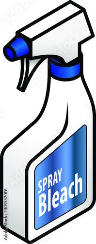 A spray pack of bleach cleaner.