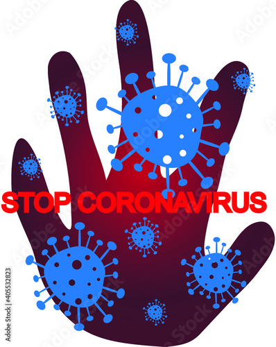Hand Stop Covid-19 Coronavirus Icon Symbol vector