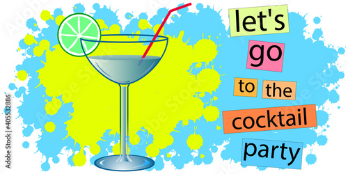 Wallpaper Mural Cocktail with lime. Cocktail party. Vector illustration. Torontodigital.ca