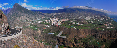 Tazacorte von oben, Blick von Montana la Laguna, Insel La Palma, Kanaren, Spanien, Europa, Panorama photo