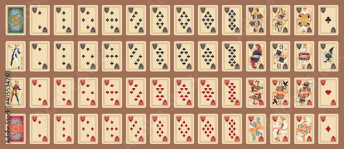 New Figures Charlemagn playing cards. Poker set with isolated cards. Poker playing cards, full deck.