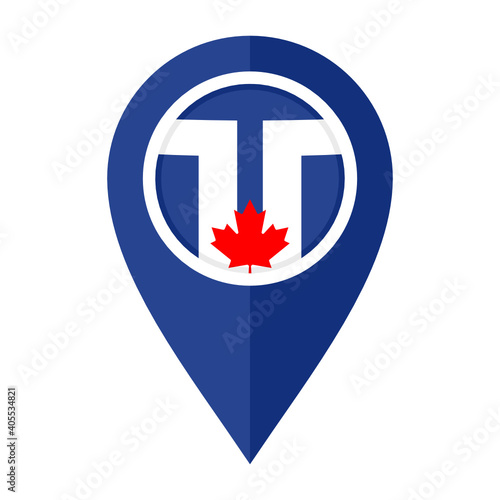 flat map marker icon with toronto flag isolated on white background	
