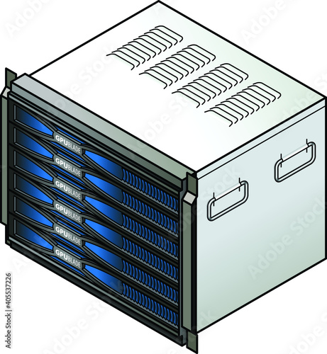 Server component: blade server combo with six GPU blades.