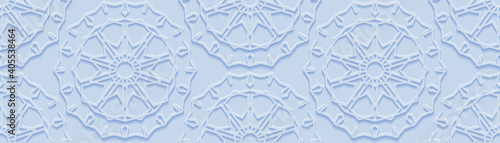 Islamic ornament vector, persian motiff. 3d round islamic ramadan pattern. Muslim blue islamic pattern concept.