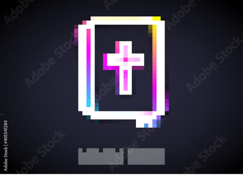Glowing neon line Holy bible book icon isolated on black background. Vector.