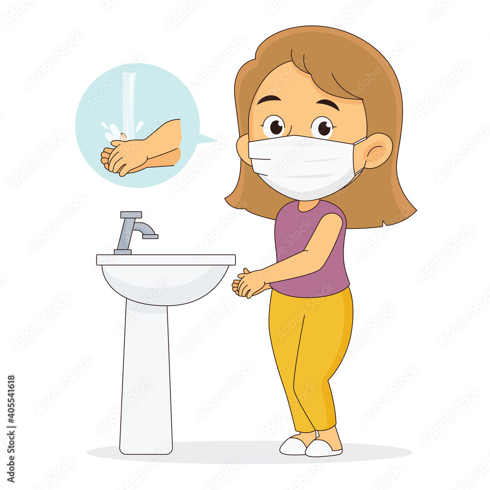 Prevent covid 19, wearing medical mask, wash your hands