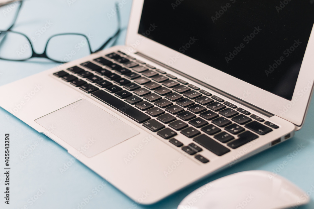 man working on his laptop, working from home concept man working on his laptop, working from home concept