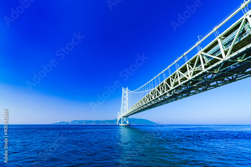 Akashi Kaikyo bridge in Kobe Japan