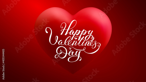 3d vector heart with Happy Valentines Day lettering. Vector Illustration. Love heart background.