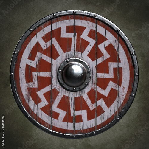 Viking shield. 3d illustration