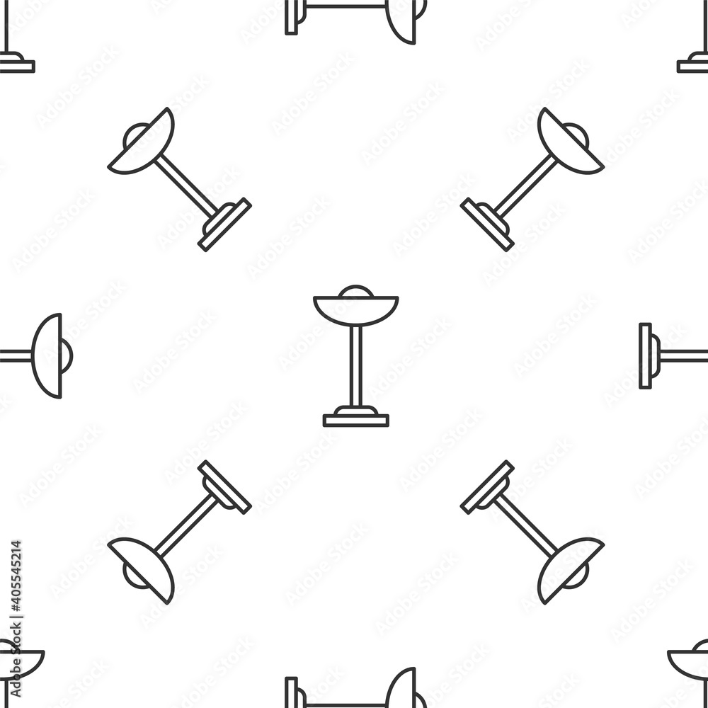 Grey line Floor lamp icon isolated seamless pattern on white background. Vector. Grey line Floor lamp icon isolated seamless pattern on white background. Vector.