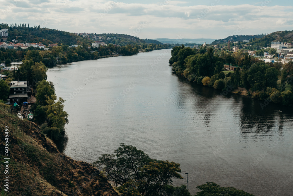 Vysehrad. Vltava river in Prague. Traveling in Czech Republic