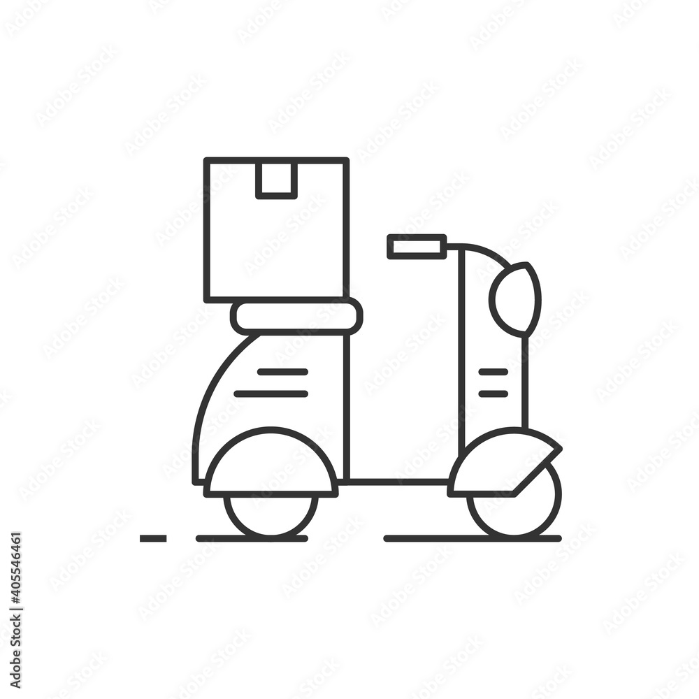 Delivery scooter outline icon on white background. Vector illustration Delivery scooter outline icon on white background. Vector illustration