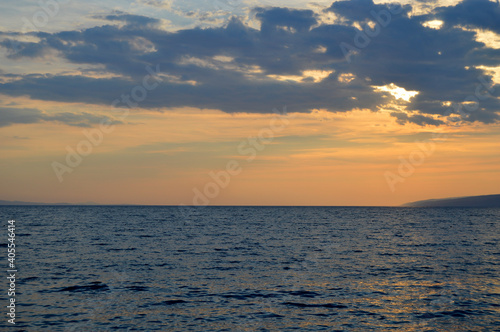 sunset over the sea  Croatia  Brist