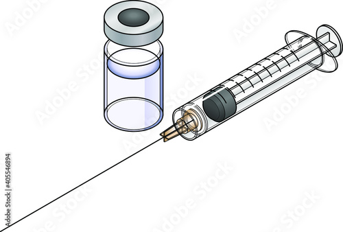 A new syringe with vial of medicine/vaccine.