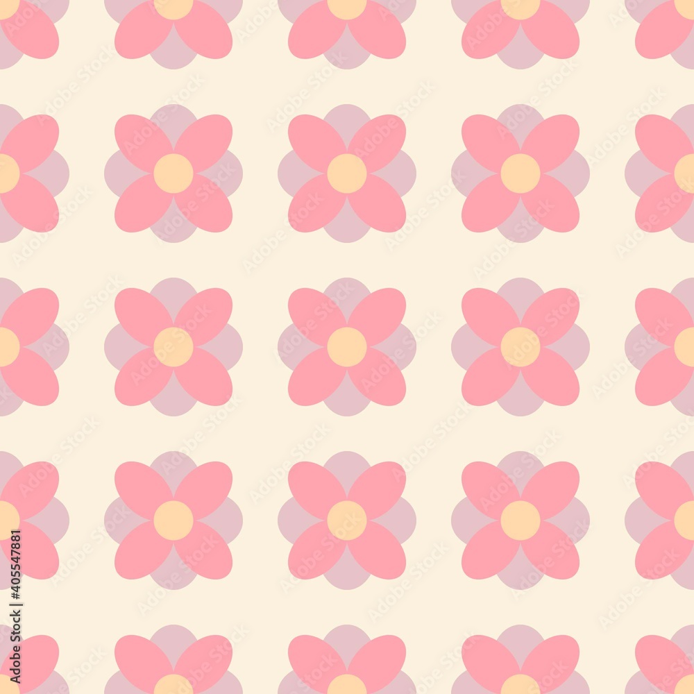 Cute pink flowers seamless pattern Cute pink flowers seamless pattern