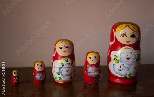 russian dolls in the row