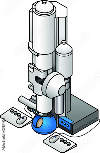 An electron microscope for looking at tiny specimens.