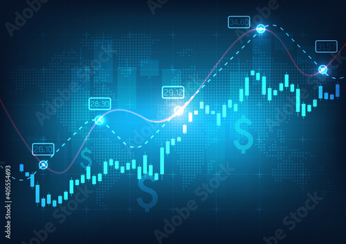 Stock market trading graph in graphic concept suitable for financial investment or Economic trends business idea and all art work design. Abstract finance background. Vector illustration