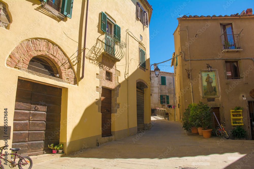 Residential buildings in the historic medieval village of Scansano, Grosseto Province, Tuscany, Italy
