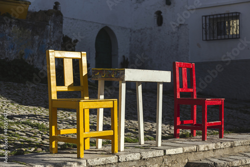 Details of arabic architecture in the old medina of Tangier.Morocco
