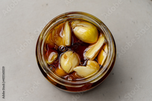 Garlic honey in vase healthy immune system