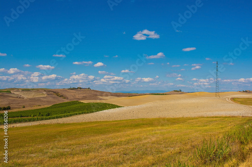 The late summer landscape around Montalcino in Siena Province, Tuscany, Italy
