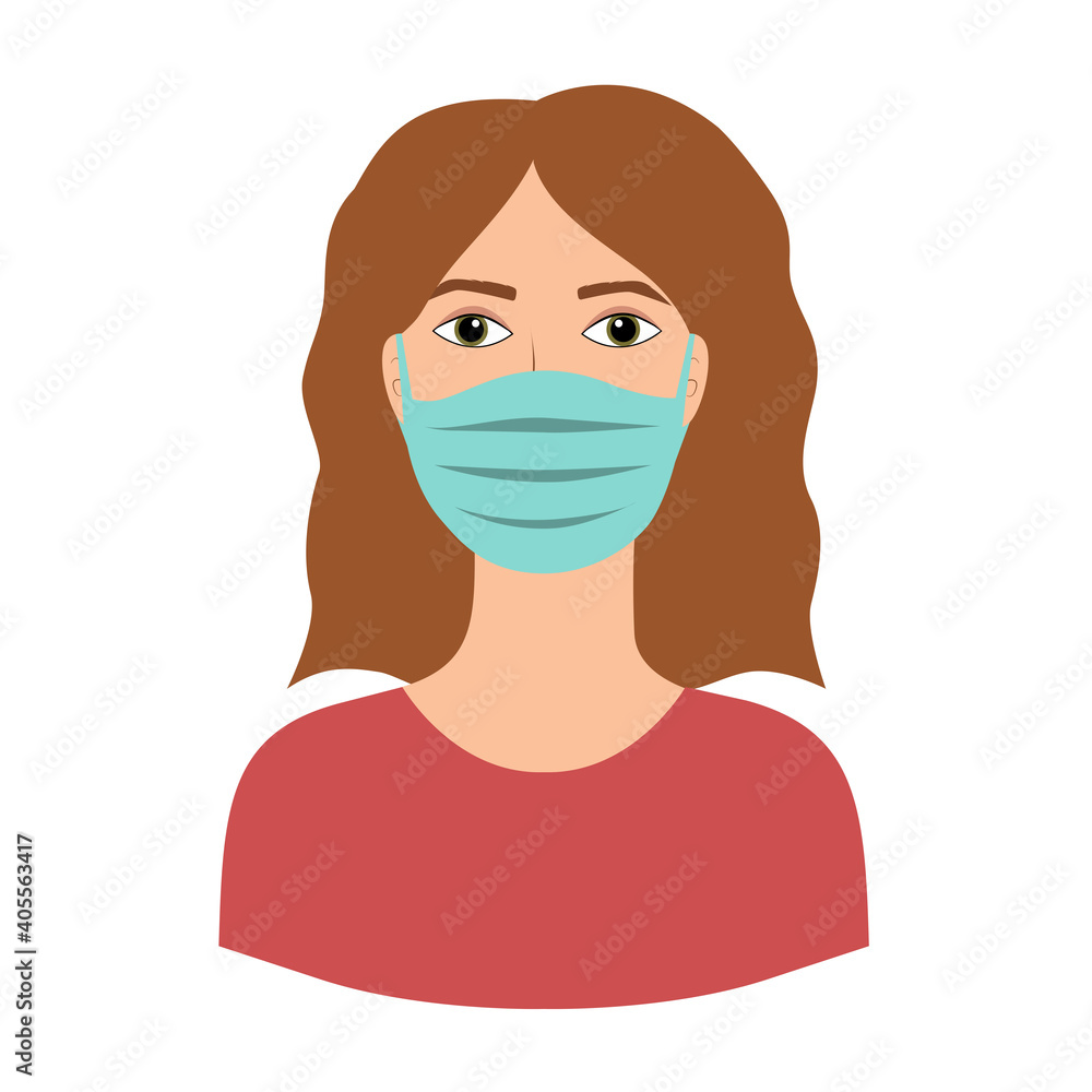Girl in medical mask on a white background
