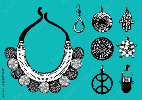 Arabic Jewelry Amazigh Touareg Vector