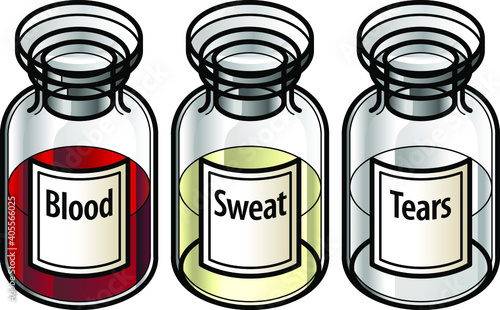 Concept: blood sweat and tears. The essential ingredients for success.