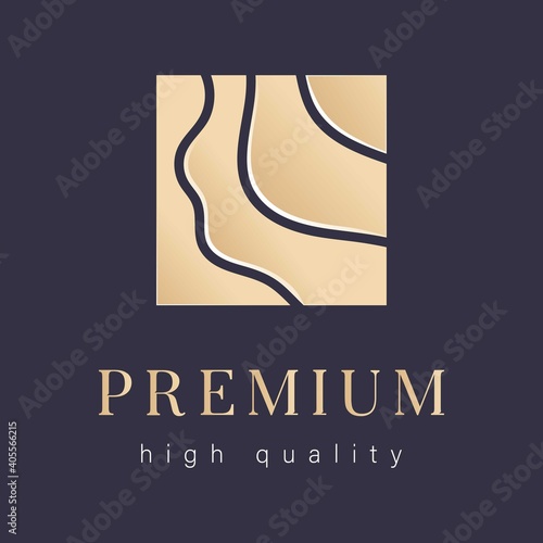 Abstract art wavy square logo with waves lines background.Design template icon, sign sea, symbol water wavy pattern. Brand Identity for business company, travel agency, jewelry. Vector illustration.