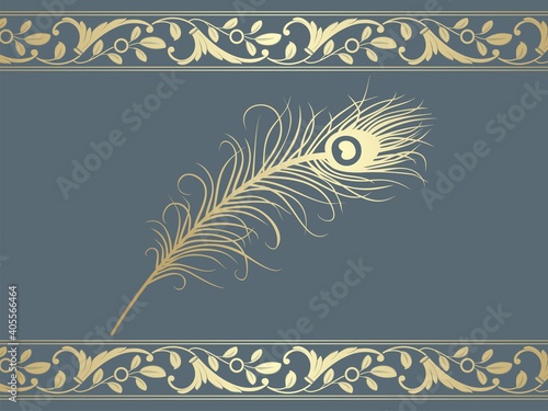 peacock feather, wedding card design, royal India	