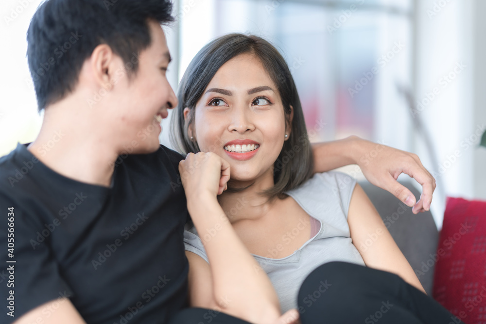 new normal of 2 people young couple stay home, relaxing and happy lifestyle together, social distancing lockdown and self-isolation quarantine new normal of 2 people young couple stay home, relaxing and happy lifestyle together, social distancing lockdown and self-isolation quarantine