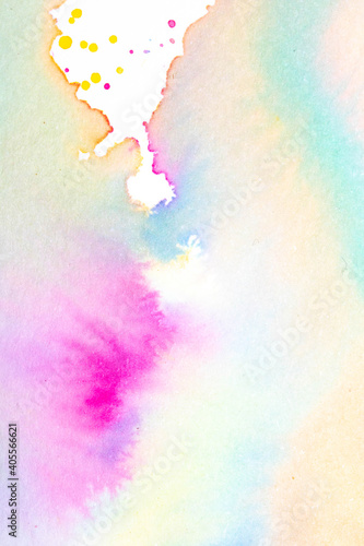 Gentle Pastel Colour Watercolour Paint Background on White Paper
