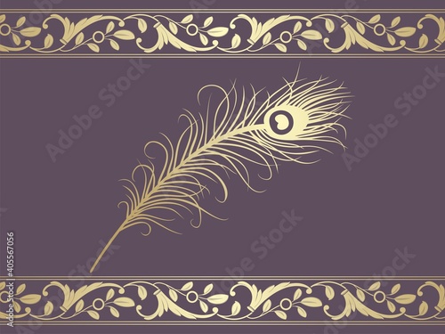 peacock feather, wedding card design, royal India	