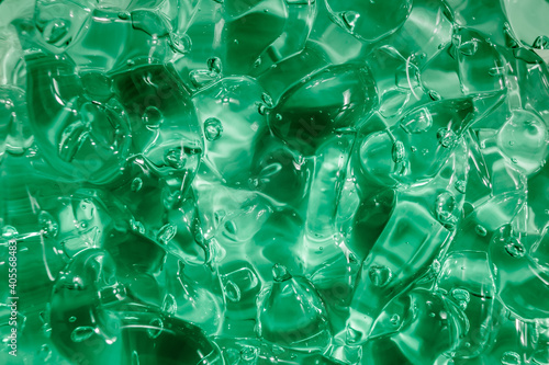 Fototapeta Naklejka Na Ścianę i Meble -  Liquid cream gel, green blue cosmetic texture with bubbles