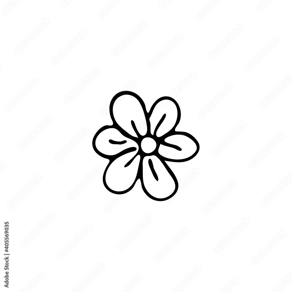 Hand-drawn element for valentine's day. Doodles for web, postcard design, congratulations. Flower