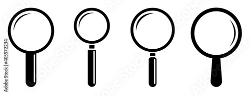 Magnifying glass icon set isolated. Search icon. Magnifier vector simbol. Stock vector