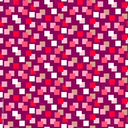 Abstract pattern with squares. Multi-colored figures on a burgundy background. Vector illustration for wrapping paper  fabric  decorative work  scrapbooking. 