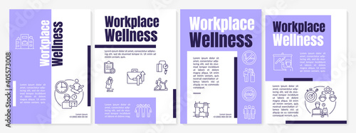 Workplace wellness brochure template. Health promotion advices. Flyer, booklet, leaflet print, cover design with linear icons. Vector layouts for magazines, annual reports, advertising posters