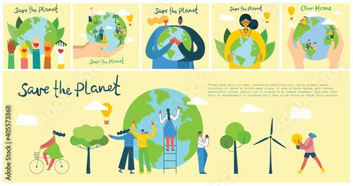 Earth day concept. Human hands holding floating globe in space. Save our planet. Flat vector isolated illustration.