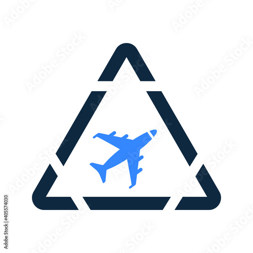 Attention, warning, caution, airport danger icon. Glyph vector isolated on a white background.
