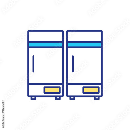 Ultra cold storage temperature RGB color icon. Special conditions for storing modern medicals for curing dangerous diseases. Medicaments stored in big refregirator. Isolated vector illustration